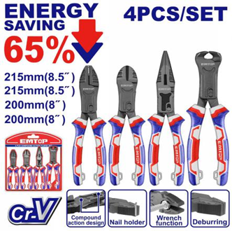 4 Pcs compound action  pliers set-مجموعة 4 قطع بانسات  ضغط عالي