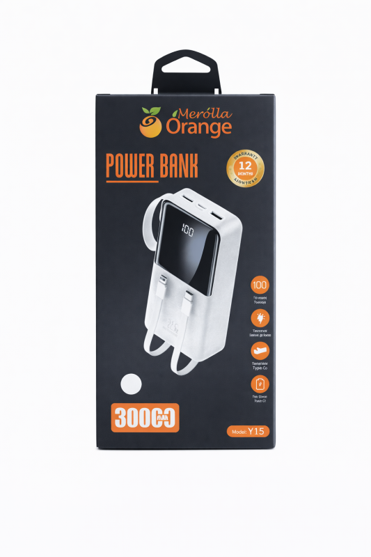 باور بانك Merolla Orange سعة 30000mAh شحن سريع – موديل Y15