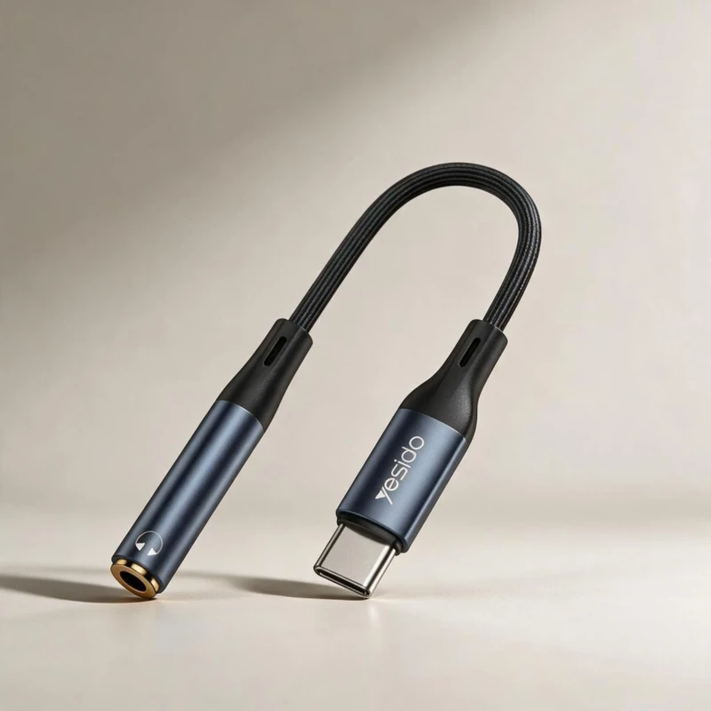 وصلة تحويل صوت Yesido من تايب سي إلى 3.5mm طول 15 سم – كود YAU38