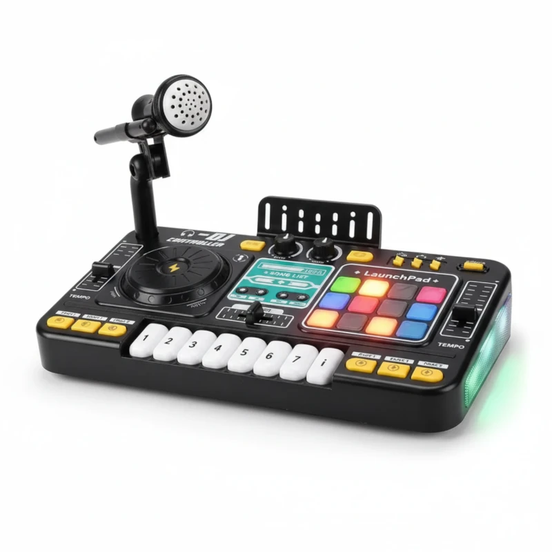 لعبة DJ Mixer للأطفال – ميكروفون ولوحة LaunchPad