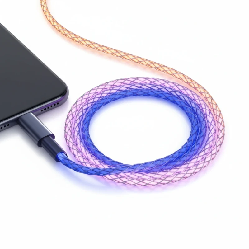كابل شحن مضيء مزدوج – Lightning وMicro USB برأس 180°