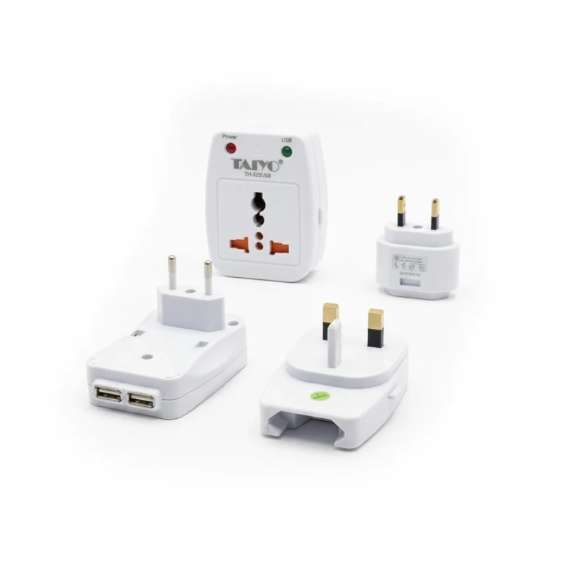 محول سفر Taiyo TH-322USB – منفذا USB ومقابس متبادلة
