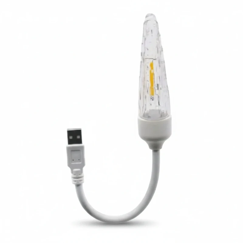 مصباح قراءة LED مرن USB – رأس كريستالي شفاف