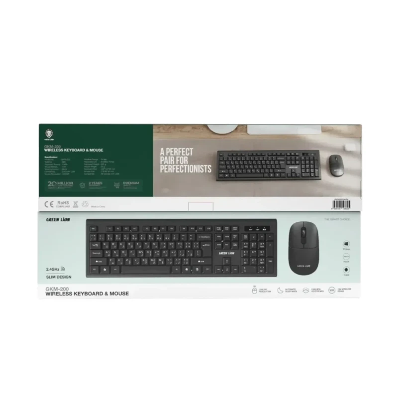 كيبورد وماوس لاسلكي Green Lion GKM-200 باتصال 2.4G