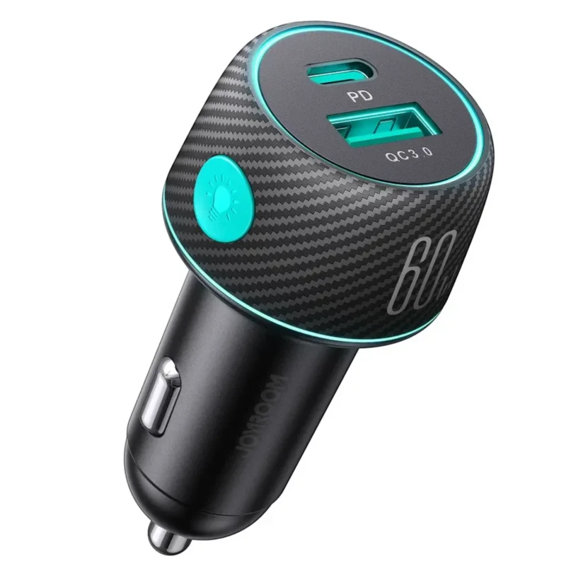 شاحن سيارة Joyroom JR-CCN01 – 60 واط مع زر إضاءة ملونة