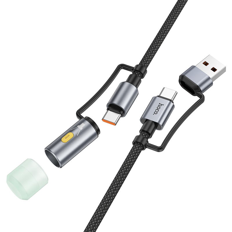 وصلة شحن HOCO U138 – تايب سي وUSB بقدرة 60 واط مع مصباح