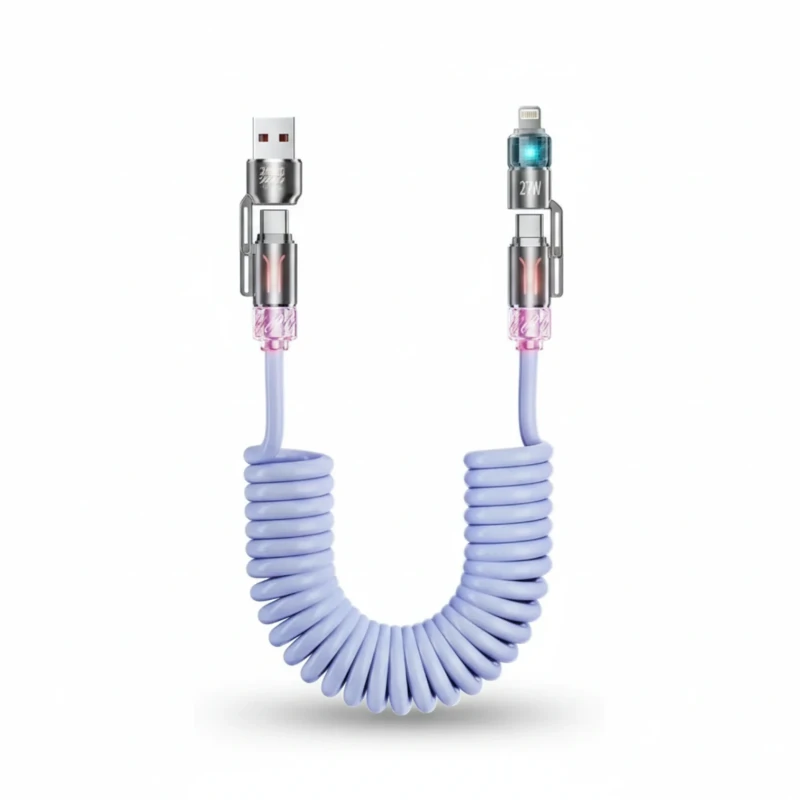 كابل شحن MIP قابل للسحب – Type-C وLightning