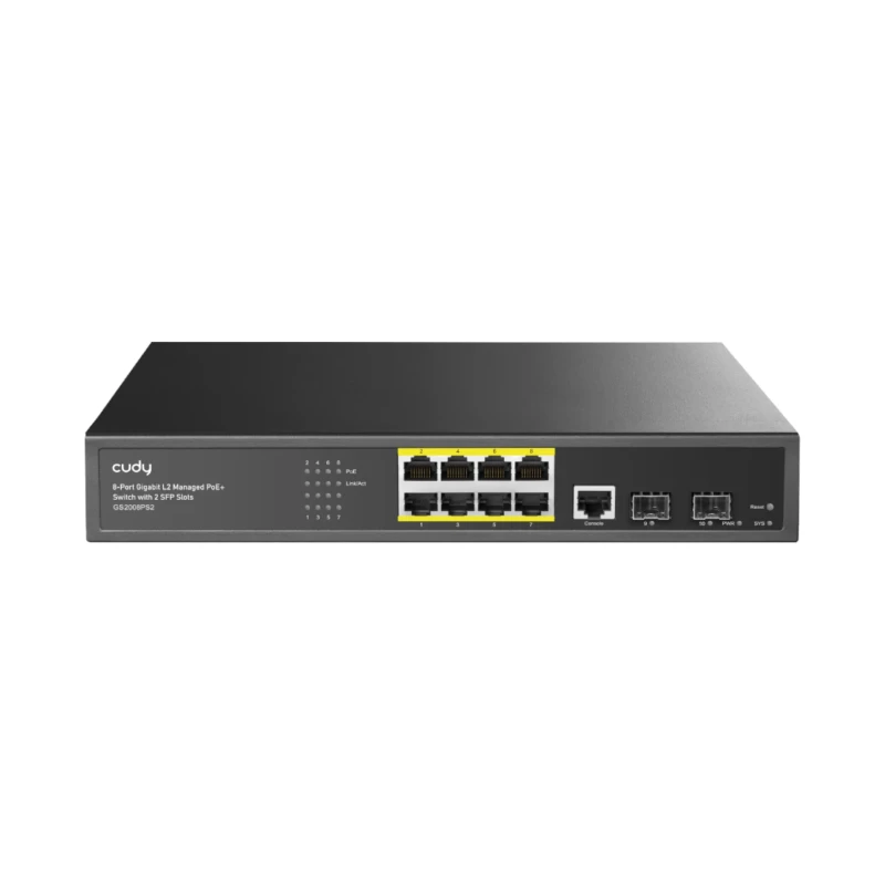 سويتش Cudy GS2008PS2 – ‏8 منافذ Gigabit PoE+ و2 SFP ‏120W