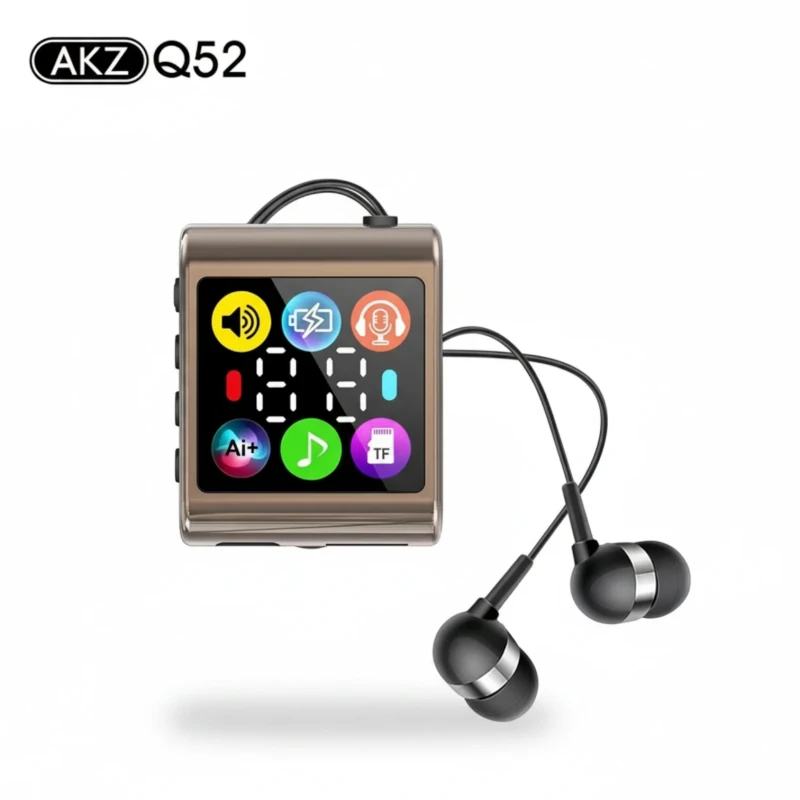 سماعة AKZ Q52 بشاشة ملونة – Bluetooth 5.4 وتشغيل TF