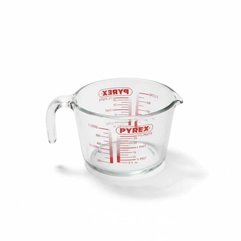 إبريق قياس زجاجي PYREX بمقبض وتدريجات – سعة 1 لتر