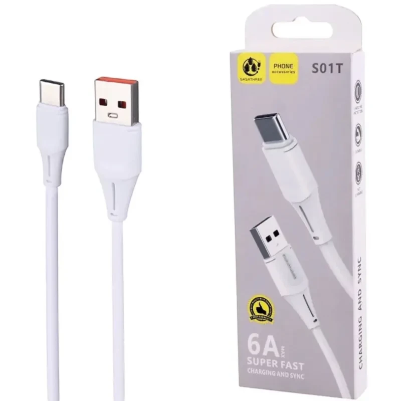 كابل USB إلى Type-C بتيار 6A – Tc تدعم شحن السريع