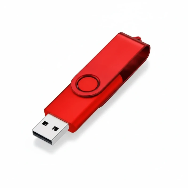 فلاشة USB معدنية دوارة سعة 8GB – لون أحمر