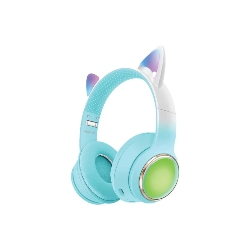 سماعة أطفال Green Lion GK400 – أذنا قط وإضاءة بلون أزرق فاتح